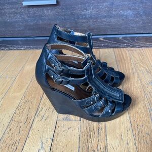 Black Wedge Sandals